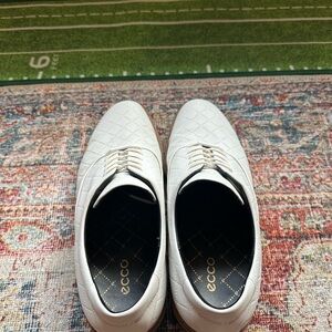 Ecco White Leather Oxford Golf Shoes